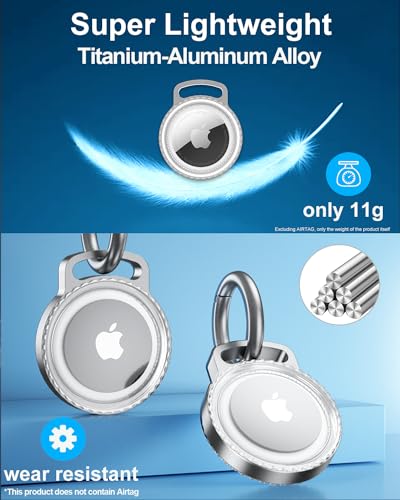 SCALLOP Air tag Neck lace, Titanium Aluminum Metal Air tag Neck lace,Adjustable 75cm Alloy Chain,Waterproof Hard Light Transparent PC for Apple Air tag2