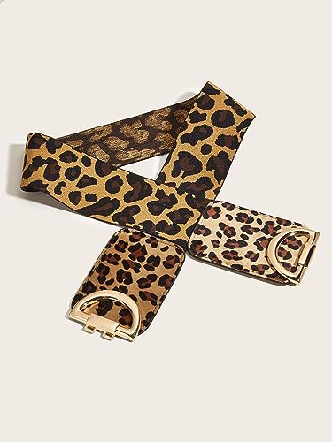 Floerns Women's Symmetrical Buckle Wide Belt for Dresses Elastic Vintage Belt4