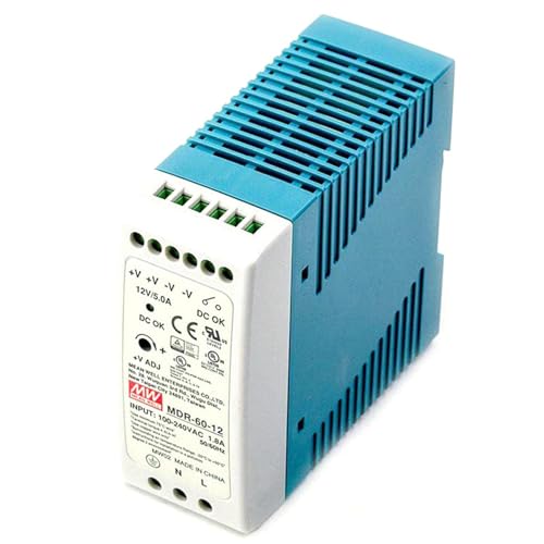 MDR-60-12 60W 12V 5A DIN Rail Mount Power Supply, Class I Div 2 Certified for Industrial Automation, Hazardous Locations, Security Systems, and PLC Control
