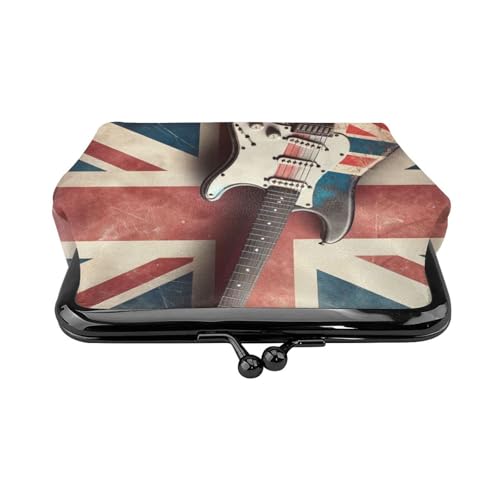 Pu Leather Buckle Coin Purse Guitar-British-Flag Girls Kiss-Lock Change Purse Wallets2