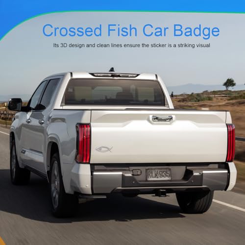 Image of Christian Cross Fish Auto Emblem, Jesus Fish Car Emblem, Weatherproof Christian Symbol Ichthus Cross Decal, Chrome Sliver Badge Bumper Stickers Car Accessories Fit for Most Vehicles (Silver)