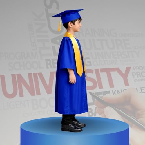 Image of Sarvda Graduation Gown for kids with Cap and Sash, Convocation Dress for Boys and GirlsSchool Ceremony, Fancy Dress