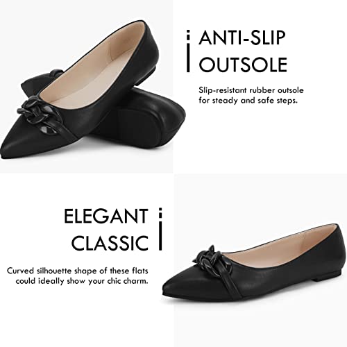 Coutgo Women's Ballet Flats Chain Pointed Toe Slip On Flats Shoes for Women Dressy Comfort Loafers4