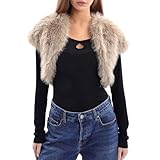 Amazhiyu Women Faux Fur Bolero Shrug Cap Sleeve Crop Cardigan for Evening Dress Khaki, Small