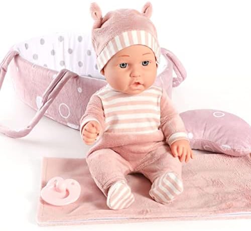 Enjoyin 12'' Baby Doll Playset with Washable Doll Accessories Includes Carrier Bassinet Bed, Pacifier, Blanket, and Pillow, First Baby Dolls for Toddlers 36 Months and Up