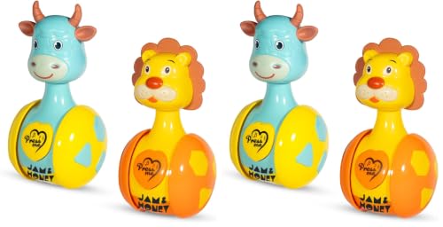 Image of Amazon Brand - Jam & Honey Baby Tumbler Rattle Toy Set of 2, Self-Balancing Rolling Sensory for Infants 8+ Months, Early Learning Motor Skills, BIS Certified Safe (Pack of 2)