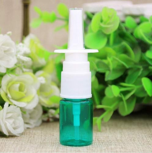 QPM 20Pcs/Lot 5ml Empty Plastic Nasal Spray Bottles Pump Sprayer Mist Nose Spray Pet Refillable Bottles,green