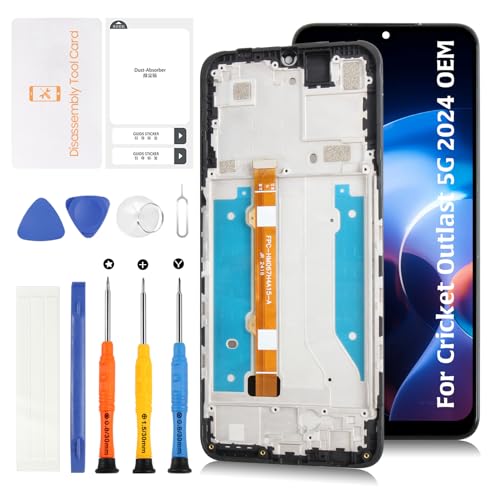 Image of Screen Replacement for Cricket Outlast 5G 2024 SN509C 6.75 inch IPS TFT LCD Display Touch Digitizer Assembly with Frame AT&T Motivate Pro 5G SN509A Repair Replacement Screen Black