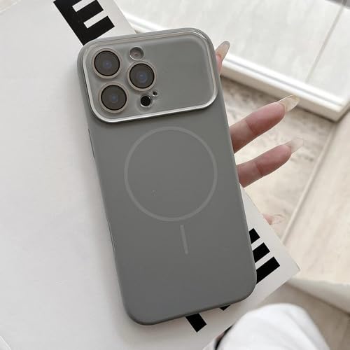 Étui iPhone 17 et 16 Pro Max en silicone gris clair avec charge magnétique