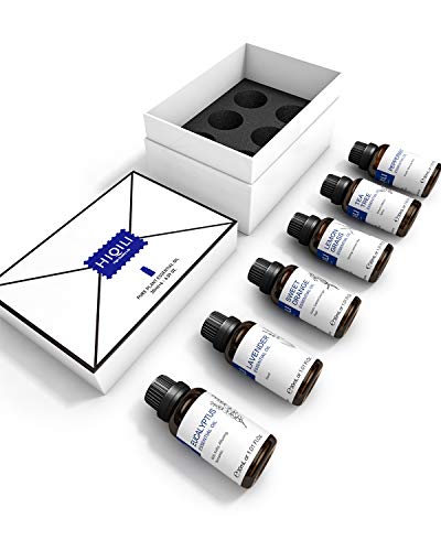 HIQILI 100% Pure Natural Organic Essential Oils Set (1oz*6) -Lavender, Peppermint, Tea Tree, Eucalyptus, Sweet Orange, Lemongrass-Relax Calm Sleep Cover