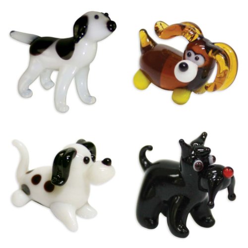 Looking Glass Dogs Set Miniature Collectible, Pack of 4, Multicolor, (35105)