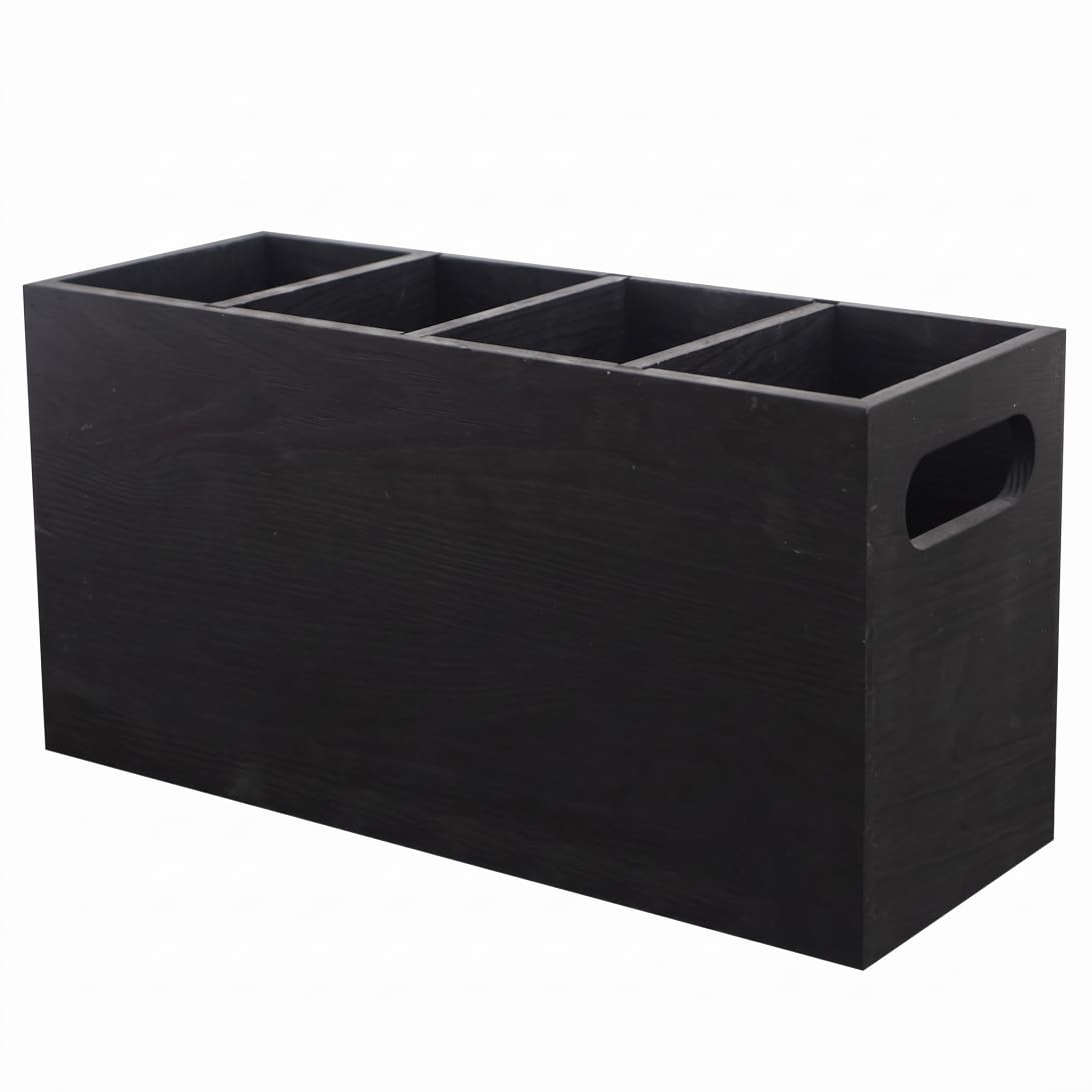 Fertnouk Utensil Holder, Multi-compartment Kitchen Drawer Organiser, Black