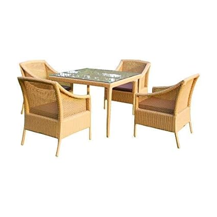 ART GHAR Furniture Furniture/Garden Furniture/Balcony Furniture Set for Outdoor/Indoor Use 1 Table with 4 Sofa Chairs(Without Glass)/Color-Bronze