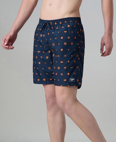 Image of Speedo Men's 4 Way Flex Essential Printed Watershorts with Side Pockets | Water Repellent | Internal Drawcord | Wide Waistband Swimming Trunks