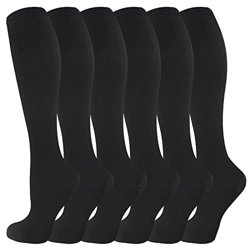 Image of cerpite Compression Socks for Women & Men 6 Pairs Knee High Compression Socks 20-30 mmhg Best for Running,Nurse,Travel