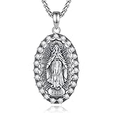 AEONSLOVE Medalla Virgen Milagrosa Plata de Ley 925 Collar Virgen Maria para Mujer Hombre Colgante María Cristiana Joyas Religiosa Católica La Milagrosa