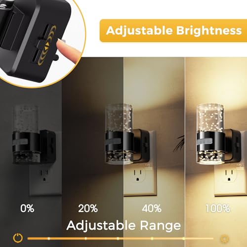 Image of L LOHAS LED Motion Sensor Night Light,Dimmable Night Lights Plug into Wall | 3000K Night-Lights with 0-100 LM Adjustable, Acrylic Bubble Plug in Nightlight for Bathroom Hallway Nursery