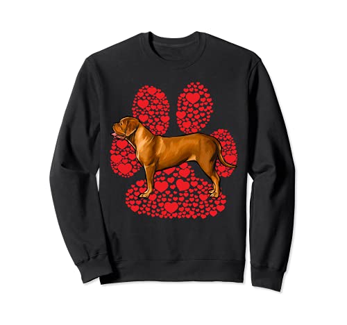 Dogues de Bordeaux Valentines Day Dog Love Paw Sweatshirt, Black