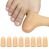 8 Pack Silicone Big Toe Protectors Women & Men (Toe Caps and Toe Protectors) to Provide Relief from Missing or Ingrown Toenails, Corns, Blisters, Hammer Toes (Large, Beige)