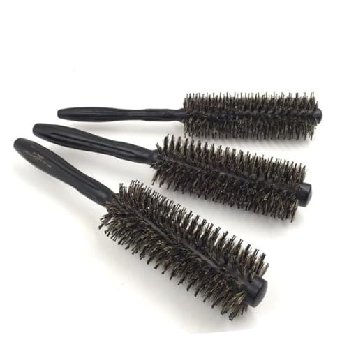 LRXIYODE Cepillo Rizado Profesional de Cerdas de Jabalí Negro Peine Ergonómico de Madera para Desenredar y Definir Rizos Herramienta Multifuncional para Salón y Uso Doméstico