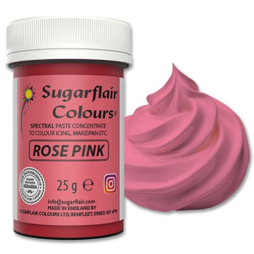 Sugarflair Spectral Rose Pink Food Colouring Paste 25g - Concentrated Paste Food Dye for Cake Decorating, Fondant, Buttercream, Cake Batter and More - Vegan, Kosher, Bake-Stable
