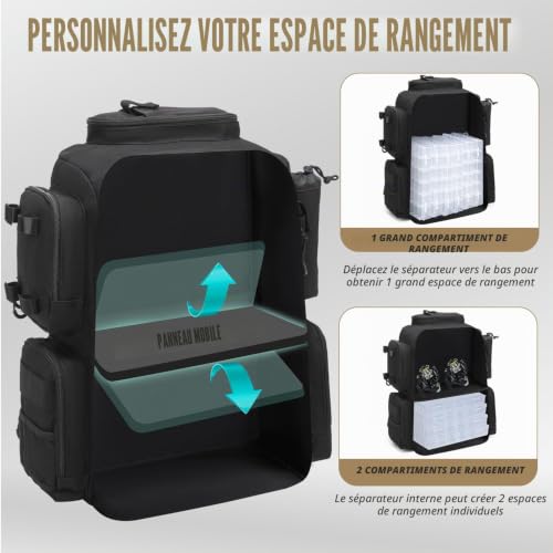 BlesMaller Sac à Dos de Pêche 50L avec Supports de Canne & 4 Boîtes – vue 4