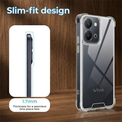 Image of Fashionury Clear Back Cover Case for Vivo T5x 5G / Vivo Y51 Pro 5G / iQOO Z11x 5G | Anti-Yellow Acrylic Hard Back + Soft TPU Bumper | Shockproof 360 Protection | Slim Transparent Bumper Case (Clear)