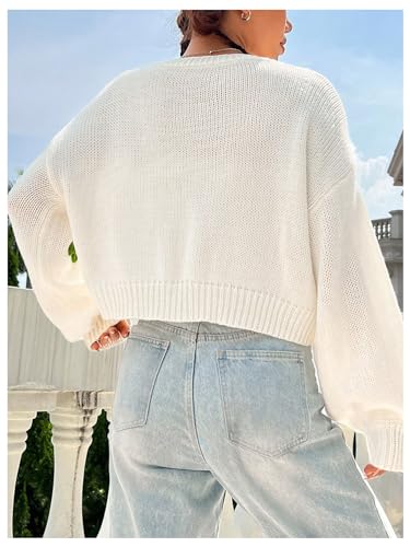 GORGLITTER Women's Floral Button Up Cropped Cardigan Fall Sweaters Long Sleeve Open Front Knit Tops Trendy 20252