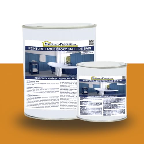 MATPRO - Peinture Laque Epoxy Salle de Bain - Sans Solvant, Auto-Lissant - Répare et Rénove Baignoire, Lavabo, Évier, Plan de Travail - Orange Brillant - 1Kg
