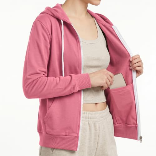 Image of GIVON Basic Lightweight Zip-Up Hoodie Long Sleeve Thin Jacket for Women with Plus Size