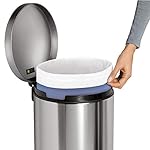 simplehuman 30 Liter / 8 Gallon Round Step Trash Can, Brushed Stainless Steel - Image 5