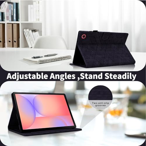 Étui pour Samsung Galaxy Tab S10 FE et S9 FE en cuir PU noir avec support multi-angle