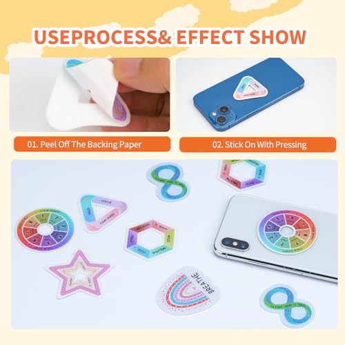 60 Pcs Calm Strips|Anxiety Sensory Stickers| Breath Strips|Anxiety Relief Items for Mood Calming| 2 Different Textured Tactile Rough Stress Relief Stickers for Teacher,Office Workers,Adults