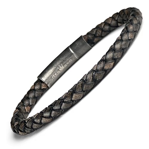 Braided Leather Bracelet for Men - Vintage Style Leather Bracelet with 316L Stainless Steel Push Button Clasp, Distressed Leather Wrist Bracelet, Mens Jewelry - The Unbroken Collection