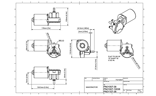 Makermotor (Pn01007-38) 3/8" D Shaft 12V Dc Reversible Electric Gear Motor 50 Rpm #TOP1