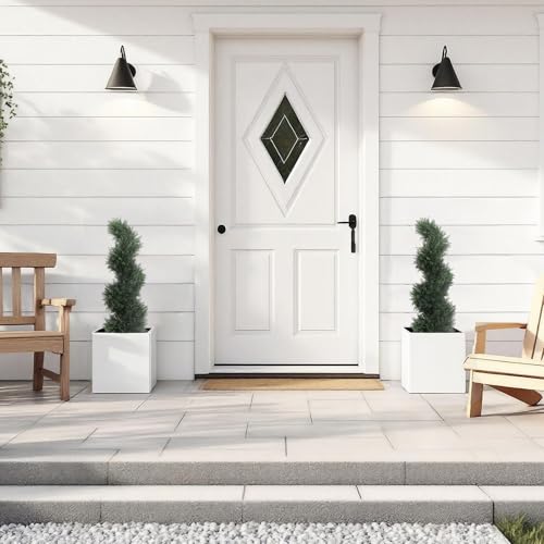 THE BLOOM TIMES 3ft Spiral Artificial Topiary Trees Set of 2, 36 inch Faux Cedar Trees for Outdoor Planters - Fake Twist Cypress Plants for Garden Front Porch Indoor Outside Decor 3 Foot