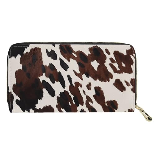 Brown Cow Print Wallet for Women Leather Zippered Wallets Card Holder Organizer Coin Bag Clutch Purse for Ladies Teen Girls2