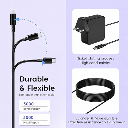 Image of Sounce 65W USB C Laptop Charger for Lenovo ThinkPad X1 Carbon T14 T15 T480 T490 E14 E15 Yoga Chromebook Fast Charging Type C Adapter 20V 3.25A Power Supply Compatible Replacement Charger