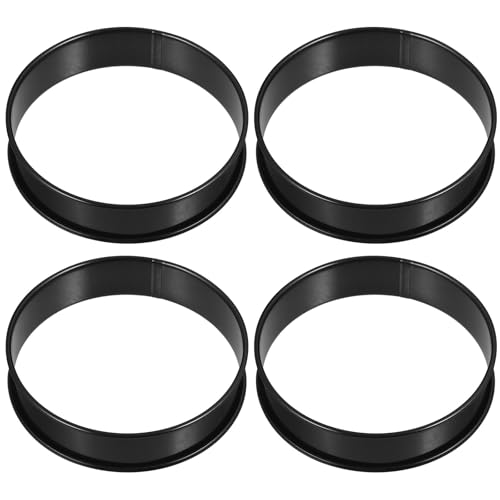 HEANUJJ Juego de 4 Anillos de Muffin Inglés Antiadherentes de Acero Inoxidable Negro, Resistentes al Lavavajillas Distribución Uniforme del Calor para Repostería