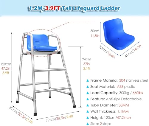 Silla de salvavidas para piscina con gancho y sombra 120 cm miniatura 2
