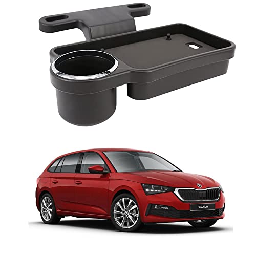 Image of Oshotto (FT-04) Foldable Car Auto Headrest Rear Back Seat Table Drink Food Cup Tray Holder Compatible with Renault Scala /Fluence - Black