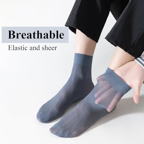 Mottee&Zconia 24 Pack Mens Sheer Silk Thin Ultra Nylon Crew Sock Ankle Quater Socks for Men Business Casual Daily Breathable Fresh Soft Sock Size8-113