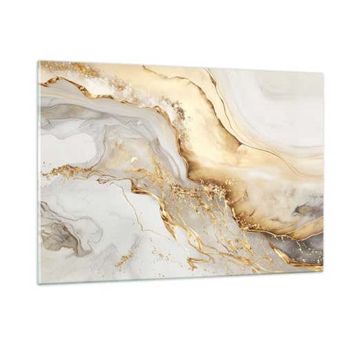 Deco Cadre Salon Marbre Charme Élégant Moderne Impression sur Verre 120x80cm Image Tableau en Verre Decoration Murale Chambre Cuisine Horizontal Art Grand XXL Tableaux Decoratifs Muraux GAA120x80-5730
