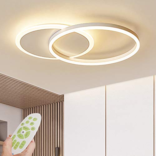 LED Moderne Plafonnier Salon Lampe Dimmable avec Télécommande Métal Acrylique Salle à manger Lampe de plafond Élégant Anneaux Circulaire Conception Chambre Bureau Cuisine L'éclairage Lustre Lamp Cover