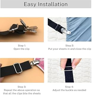 Yoovat Couch Cushion Covers Holder Straps Sofa Couch Covers Sofa Slipcover Holder Clips 10 to 60in(25-160cm) Adjustable Elastic Straps for Sofa Covers Cushion (4 Pcs Black)