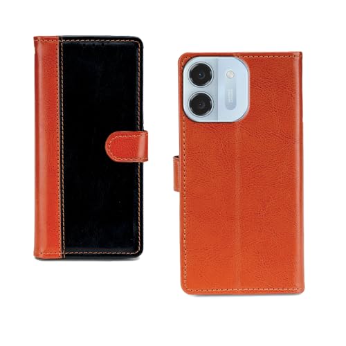 Image of amazon basics Ai+ Pulse 2 5G Flip Cover | Card Pockets Wallet & Stand | Flip Cover for Ai+ Pulse 2 5G (Beige and Black)