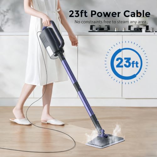 Image of Steam Mops for Floor Cleaning, 6-in-1 Multi Accessories, 23FT Power Cable, Lightweight,Detachable Steam Mops for sealed Hard Floors, Marble, Stone, Hardwood(pale purple)