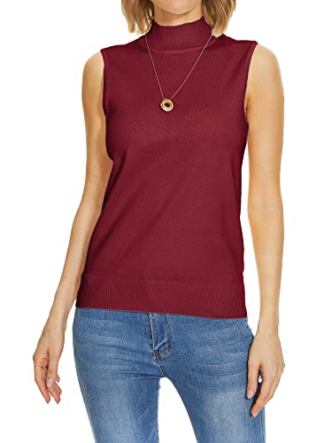 Image of INKOFF Sleeveless Mock Neck Turtleneck Knit Tops Women Dressy Casual Sweater Vest Business Work Tank