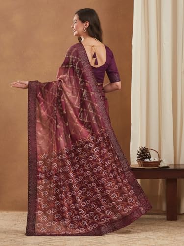 Image of Women's Banarasi Silk With Jacquard Print Saree With Blouse