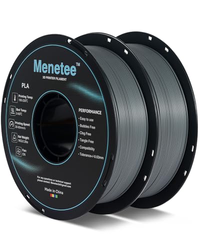 MENETEE PLA Filament 1.75mm Bundle, 2x1kg Gray PLA 3D Printer Filament, 1.75...